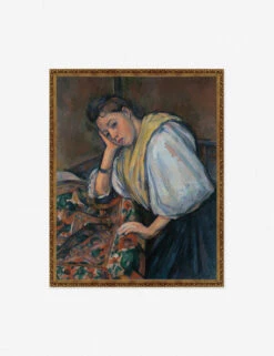 Young Italian Woman At A Table Wall Art By Paul Cezanne -Lulu Andgeorgia Shop BronzegoldframeupdateYoungItalianWoman