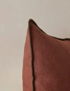 Carys Contrast Linen Pillow 37 Carys Contrast Linen Pillow -Lulu Andgeorgia Shop CarysContrastLinenPillow Brick Olive Lumbar A0656768 4573 Product