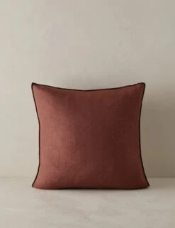 Carys Contrast Linen Pillow 22 Carys Contrast Linen Pillow -Lulu Andgeorgia Shop CarysContrastLinenPillow Brick Olive Square A0656767 4564 Product