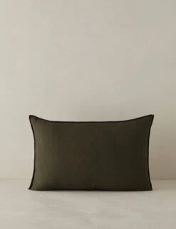 Carys Contrast Linen Pillow 25 Carys Contrast Linen Pillow -Lulu Andgeorgia Shop CarysContrastLinenPillow Olive Black Lumbar A0656770 4574 Product