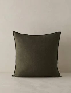 Carys Contrast Linen Pillow 24 Carys Contrast Linen Pillow -Lulu Andgeorgia Shop CarysContrastLinenPillow Olive Black Square A0656769 45561 Product