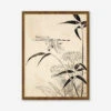 Dragonfly, Coxcomb And Bamboo Print By Miyazaki Yūzen -Lulu Andgeorgia Shop DragonflyCoxcombBronzeGoldFrame