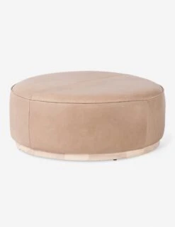 Aldora Round Ottoman -Lulu Andgeorgia Shop FH AldoraOttomanintaupeleather