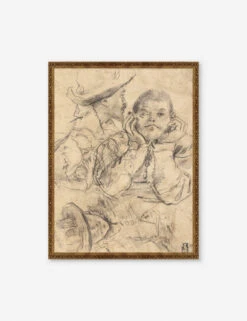 Four Studies Of Heads Wall Art By Annibale Carracci