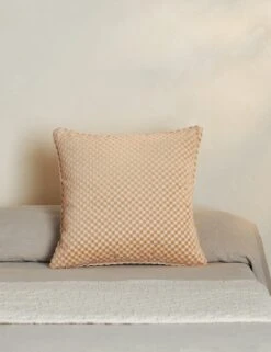 Hi-Lo Checker Velvet Pillow By Sarah Sherman Samuel -Lulu Andgeorgia Shop Hi LoCheckerPillow NaturalbySarahShermanSamuel A0655789B StudioLifestyle