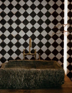 Vintage Check Textured Peel + Stick Wallpaper By Jeremiah Brent -Lulu Andgeorgia Shop JB4215 contrast vintage tile peel stick wallpaper close up 2 L G