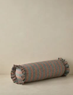 Amaroso Linen Ruffle Bolster Pillow -Lulu Andgeorgia Shop LitaLinenPillow BlushandJade Bolster A0658634 Product 0489