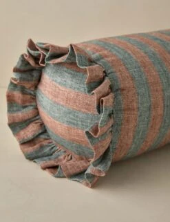 Amaroso Linen Ruffle Bolster Pillow -Lulu Andgeorgia Shop LitaLinenPillow BlushandJade Bolster A0658634 Product 0490