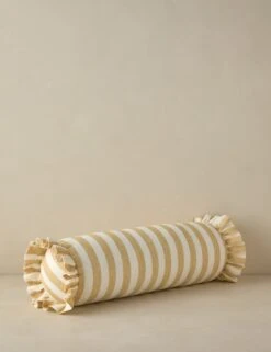 Amaroso Linen Ruffle Bolster Pillow -Lulu Andgeorgia Shop LitaLinenPillow IvoryandButter Bolster A0658637 Product 0478
