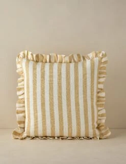 Amaroso Linen Ruffle Pillow -Lulu Andgeorgia Shop LitaLinenPillow IvoryandButter Square A0658639 Product 0399