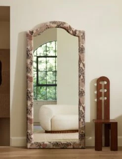 Garden Walk Full Length Mirror By Sarah Sherman Samuel -Lulu Andgeorgia Shop Lulu and Georgia 14 MirrorVignettes 2673 GardenWalkBlush Site Crop Lifestyle