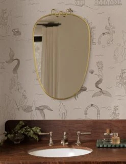Ribbon Shield Mirror By Sarah Sherman Samuel -Lulu Andgeorgia Shop Lulu and Georgia 20 Walls Vignettes 3021 Mermaid Toile Wallpaper 2 Site crop Lifestyle 719abd21 583d 48e7 b626 2a8ff66f4212