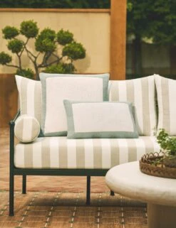 Amica Indoor / Outdoor Pillow -Lulu Andgeorgia Shop Lulu and Georgia AmicaIndoor OutdoorWovenPillow Seafoam Square A0660240B Site Crop Lifestyle