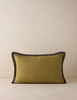 Rajaa Pillow By Sarah Sherman Samuel -Lulu Andgeorgia Shop Lulu and Georgia BandedLinenPillow Avocado Lumbar A0661090B 638 Product