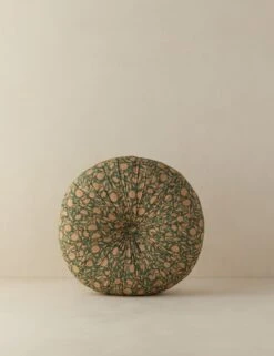 Fransen Linen Cotton Tufted Round Pillow