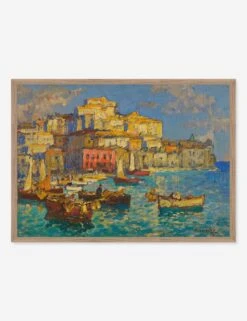 Harbor In Naples Print By Konstantin Gorbatov -Lulu Andgeorgia Shop Lulu and Georgia GCFAHarborinNaplesLightWalnutFrame Product