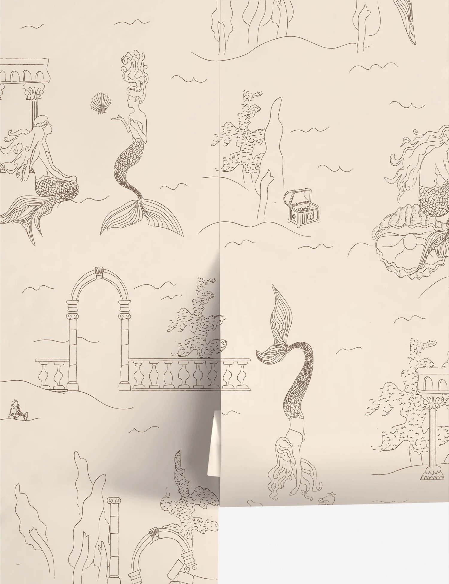 Mermaid Toile Wallpaper By Sarah Sherman Samuel 2 Mermaid Toile Wallpaper By Sarah Sherman Samuel - Image 2