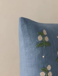Madelief Embroidered Pillow -Lulu Andgeorgia Shop Lulu and Georgia MadeliefPillowCover Denim Square A0660377 310 Product