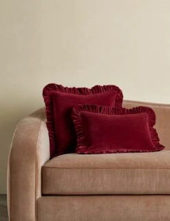 Mauree Velvet Pillow -Lulu Andgeorgia Shop Lulu and Georgia MaureeVelvetPillowCoverGroupshot Cherry 0628 product