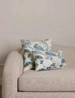 Shenyang Print Linen Pillow By Scalamandre -Lulu Andgeorgia Shop Lulu and Georgia ShenyangLinenPrintPillowSiblingShot Porcelain 939 Product
