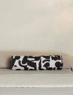 Organic Shapes Linen Bolster Pillow By Sarah Sherman Samuel -Lulu Andgeorgia Shop OrganicShapesLinenBolsterPillow BlackandIvorybySarahShermanSamuel A0656011B 2149 StudioLifestyle