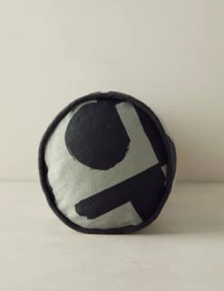 Organic Shapes Linen Bolster Pillow By Sarah Sherman Samuel -Lulu Andgeorgia Shop OrganicShapesLinenBolsterPillow KhakiandBlackbySarahShermanSamuel A0656013B1127 Product