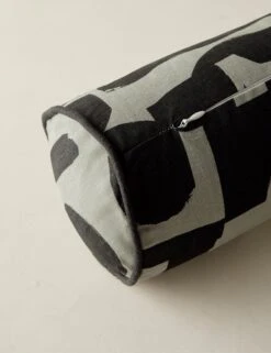 Organic Shapes Linen Bolster Pillow By Sarah Sherman Samuel -Lulu Andgeorgia Shop OrganicShapesLinenBolsterPillow KhakiandBlackbySarahShermanSamuel A0656013B1128 Product