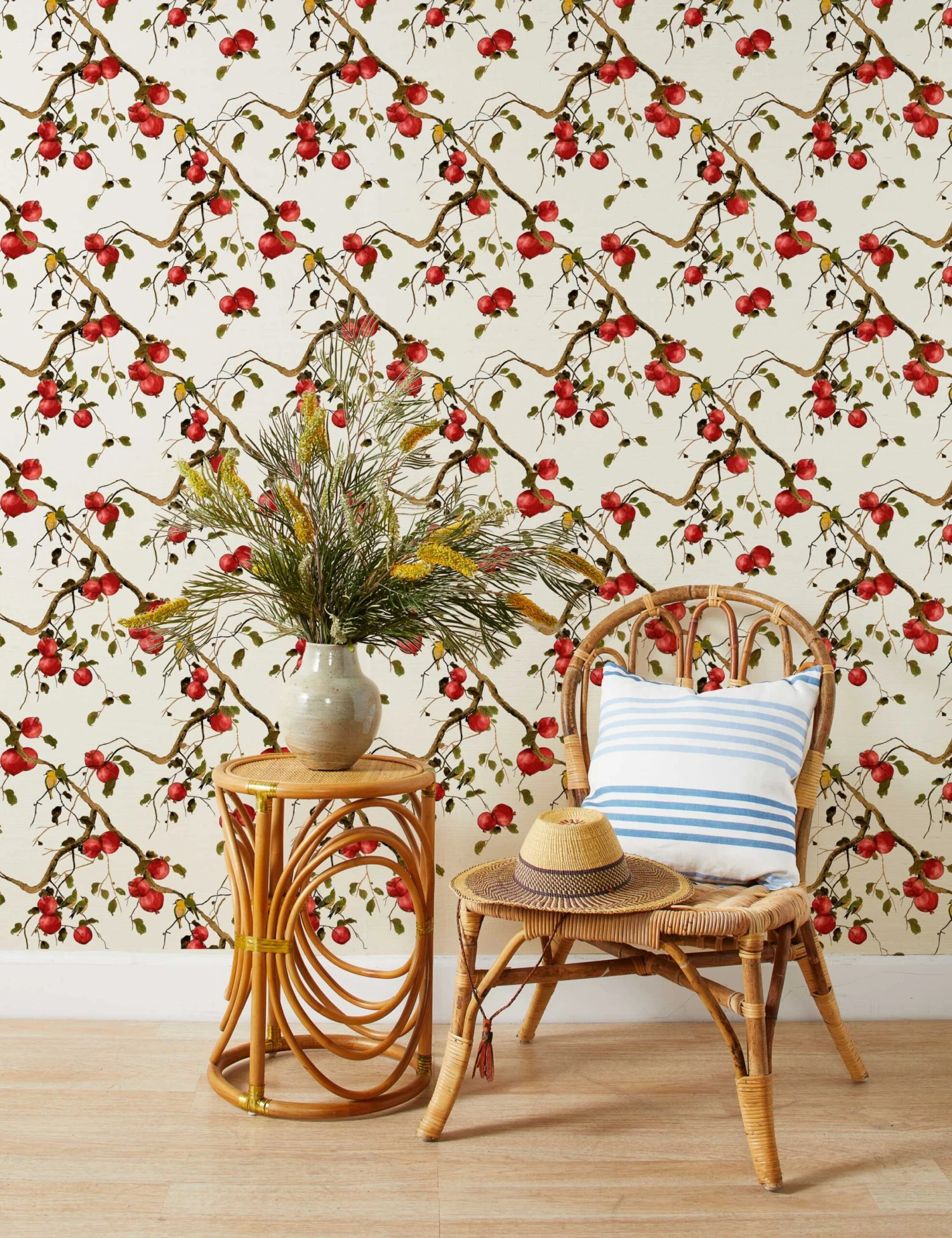Pomegranate Birds Grasscloth Wallpaper By Nathan Turner 1 Pomegranate Birds Grasscloth Wallpaper By Nathan Turner
