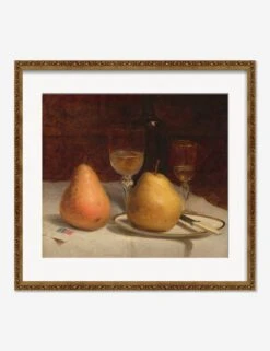 Two Pears On A Tabletop Print By Sanford Robinson Gifford -Lulu Andgeorgia Shop TwoPearsonaTabletopBronzeGoldOrnateMatted
