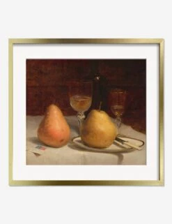 Two Pears On A Tabletop Print By Sanford Robinson Gifford -Lulu Andgeorgia Shop TwoPearsonaTabletopGoldMatted