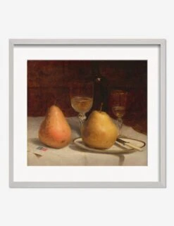 Two Pears On A Tabletop Print By Sanford Robinson Gifford -Lulu Andgeorgia Shop TwoPearsonaTabletopSilverMatted