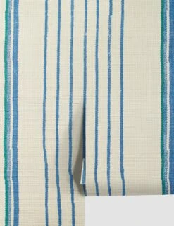 Two Tone Stripe Grasscloth Wallpaper By Nathan Turner -Lulu Andgeorgia Shop TwoToneStripeSeaGreenBlue