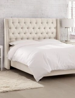 Admina Bed -Lulu Andgeorgia Shop admina linen tufted bed talc 3 1