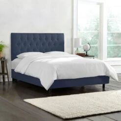 Amarise Bed 25 Amarise Bed -Lulu Andgeorgia Shop amarise linen tufted bed navy 3