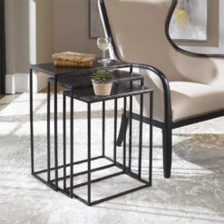 Loletta Nesting Tables (Set Of 3) -Lulu Andgeorgia Shop loletta nesting tables black set of 3 2